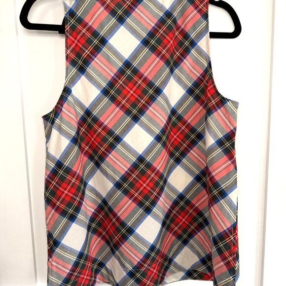 Talbots Tartan Plaid Sleeveless Blouse w/ Ribbon Shoulder — NWT Size 6 - Picture 6 of 8